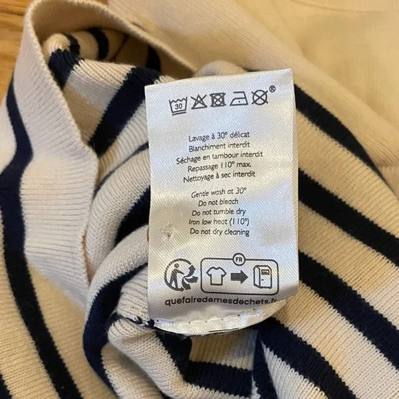 Sezane Alexis Striped Long Sleeve 100% Cotton Henley sweater size M - Picture 8 of 8